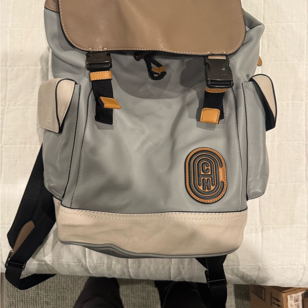 Coach Gray and Tan Backpack